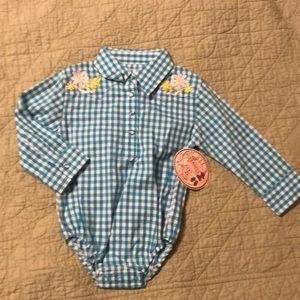 Wrangler toddler girl teal plaid onesies 18 month